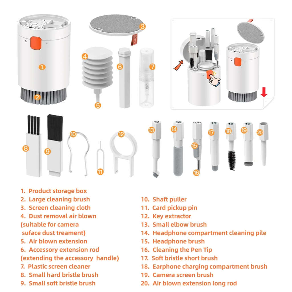 All-In-One Keyboard Cleaning Kit, 20-In-1 Laptop Phone Screen Cleaning Kit, Keyboard Cleaning Kit Wi