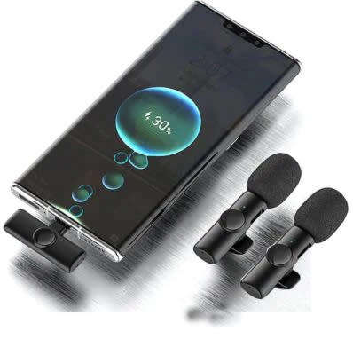 Dual Microphone Plug And Play Usb Type-C And Ios Connector Wireless Lavalier Microphone