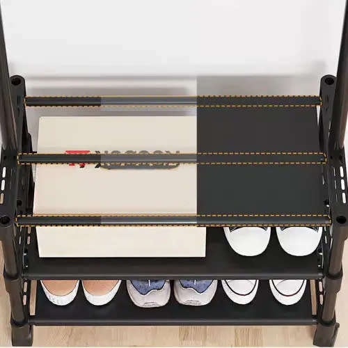 Sturdy Coat Rack With Shoe Rack Metal Clothes Rack With Storage Rack Suitable For Hallway Bedroom Fu