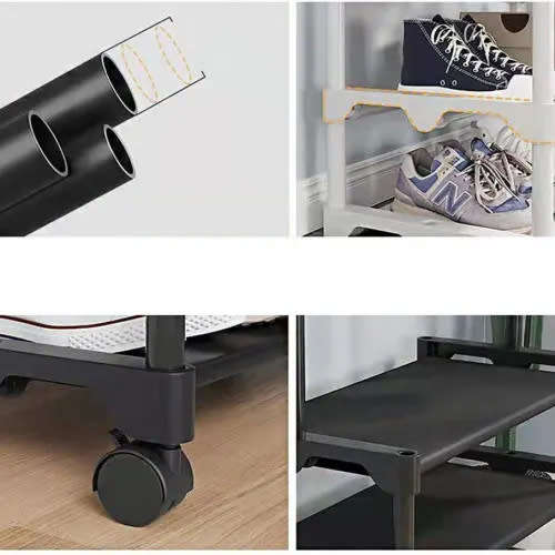 Sturdy Coat Rack With Shoe Rack Metal Clothes Rack With Storage Rack Suitable For Hallway Bedroom Fu