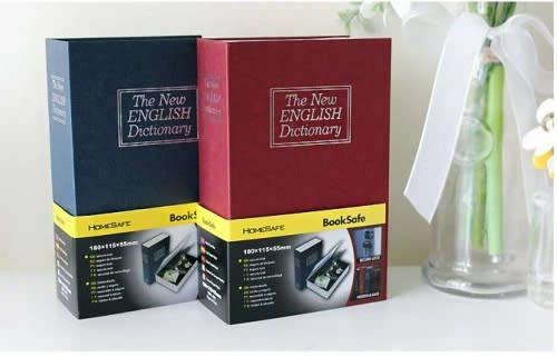 Safe Hidden Safe Piggy Bank Dictionary Secret Book Home Security Key Lock Size Small (Random Color)