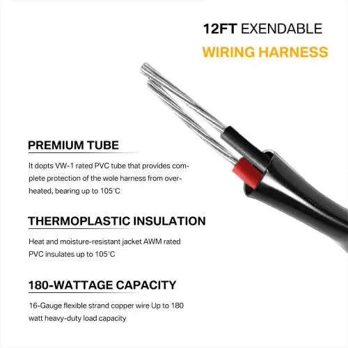 12V Relay Fuse Switch 2 Lead Wire Harness Led Light Strip 40Amp