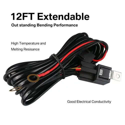 12V Relay Fuse Switch 2 Lead Wire Harness Led Light Strip 40Amp