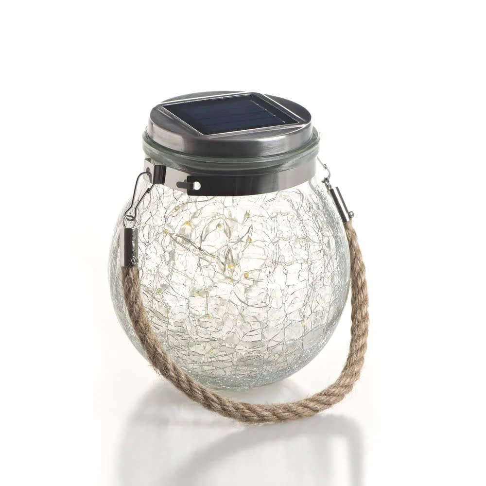 High-Looking Hanging Fairy Light Jar (Solar Power) Large Size Glass Mason Solar Powered 20 Led 2 Met