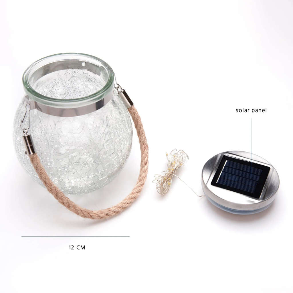 High-Looking Hanging Fairy Light Jar (Solar Power) Large Size Glass Mason Solar Powered 20 Led 2 Met