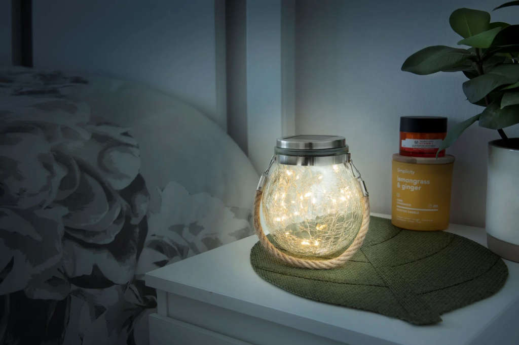 High-Looking Hanging Fairy Light Jar (Solar Power) Large Size Glass Mason Solar Powered 20 Led 2 Met