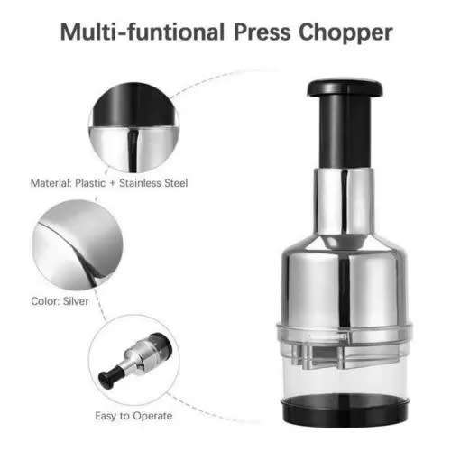Ultra-Convenient And Multifunctional Manual Hand-Pressed Garlic And Onion Chopper Vegetable Food Pro