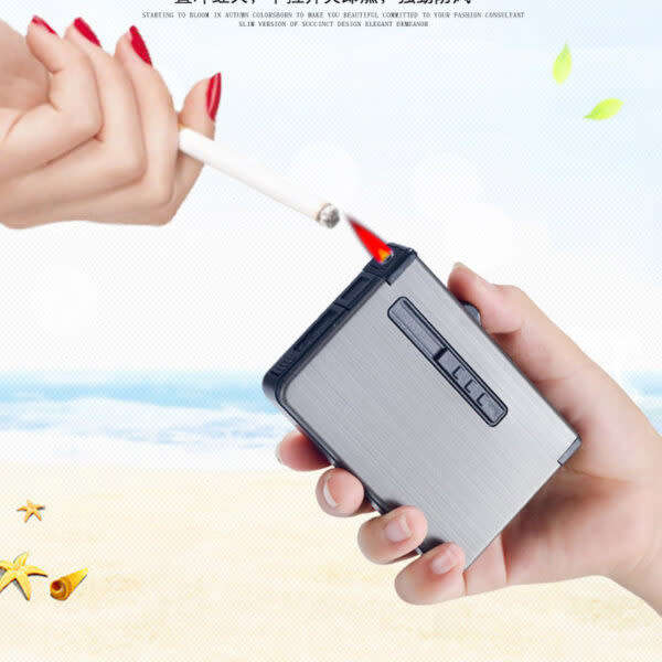 High-Looking Portable Metal Cigarette Case Windproof Lighter Df-2016(Random Color)