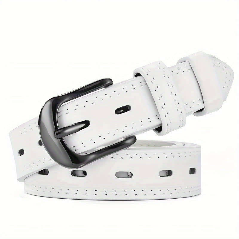 Good Looking Retro Eyelet Pu Belt For Women Men Classic Solid Color Belt Simple Casual Jeans Belt
