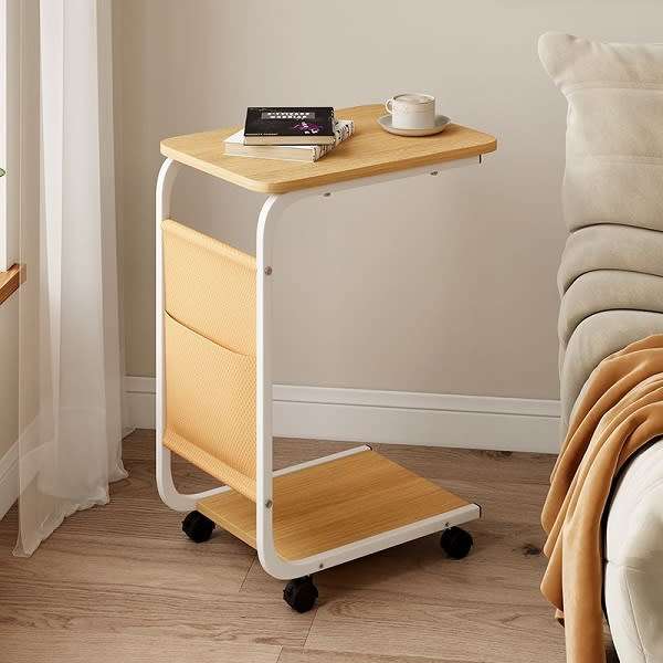 Convenient And Portable Movable Living Room Side Table With Storage Bag