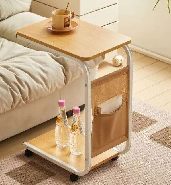 Convenient And Portable Movable Living Room Side Table With Storage Bag