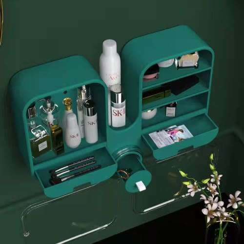 Convenient Wall-Mounted Cosmetic Storage Box, Punch-Free And Dust-Proof Shelf