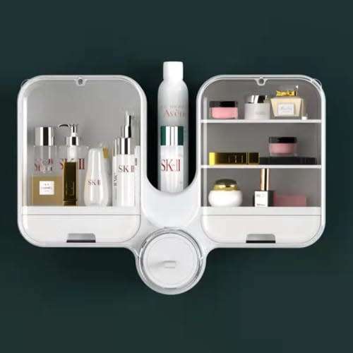 Convenient Wall-Mounted Cosmetic Storage Box, Punch-Free And Dust-Proof Shelf