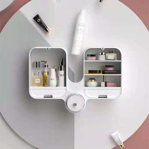 Convenient Wall-Mounted Cosmetic Storage Box, Punch-Free And Dust-Proof Shelf