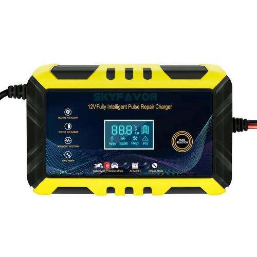 Portable 12V 6A Motorcycle Car Battery Charger Intelligent Automatic Pulse Repair