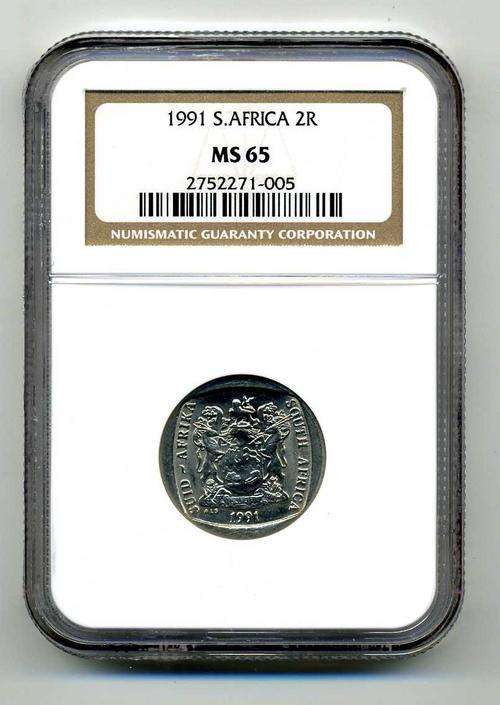 SOUTH AFRICA R2 NGC GRADED MS 65 1991