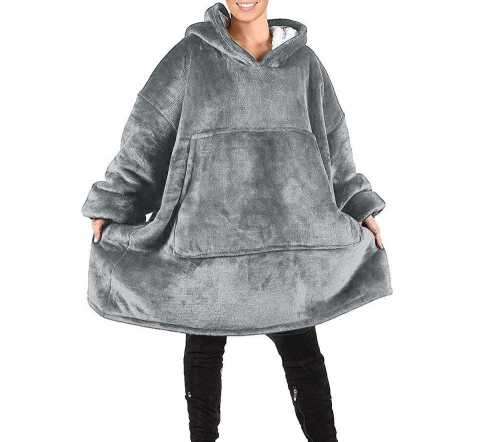 Adult Hoodie Hoody Blanket - One size fits all - Grey