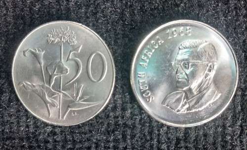 2 x 1968 President Charles Swart 50c