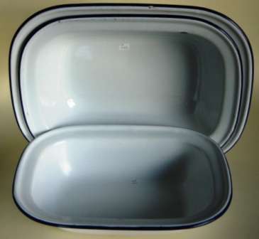 A set of three Enamelware Pie Dishes.