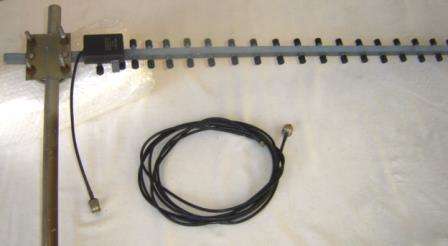 Twenty three element Yagi Antenna tuned to iBurst Channel. with coax cable +-10 meters.