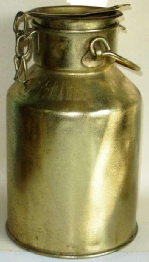 Vintage Brass Plated One Gallon Milk Can.