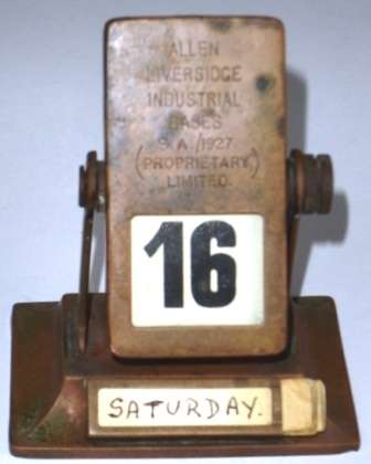 Vintage Rotating Desk Calendar 1927 Allen Liversidge. Made of Copper