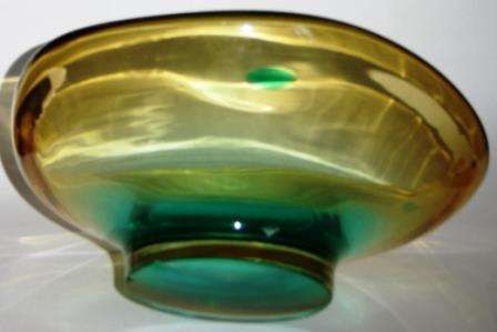 Large Heavy Green and Gold Display Bowl.