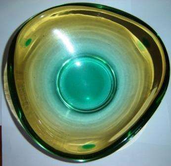 Large Heavy Green and Gold Display Bowl.