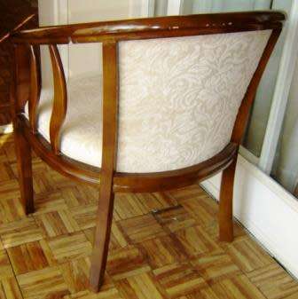 Two Occasional Chairs with horse shoe arm/back rest.  Recently reupholstered.