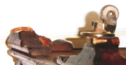 Antique Piano Stool with Marquetry and folding music storage space.
