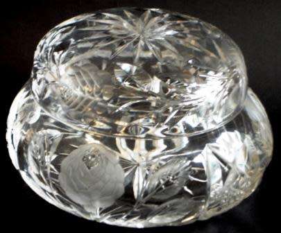 Vintage Cut Glass Powder Bowl and Lid.