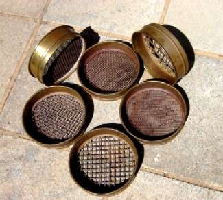 SET OF 6 BRASS LABORATORY TEST SIEVES
