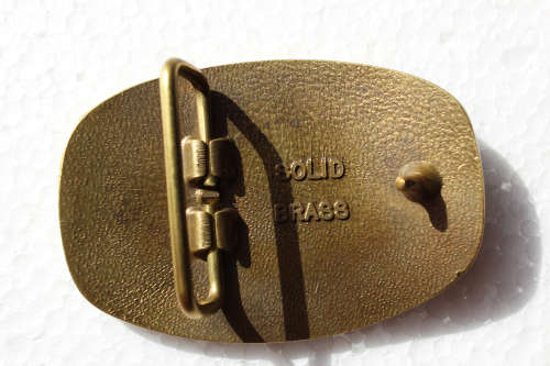 John Deere Solid Brass Belt Buckle in Wooden Box