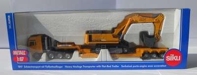 Heavy Haulage Transporter with Flat Bed Trailer & Liebherr Excavator -1:87 Siku