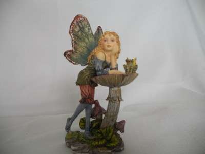 Fairy - Spring fairy leaning on bird bath