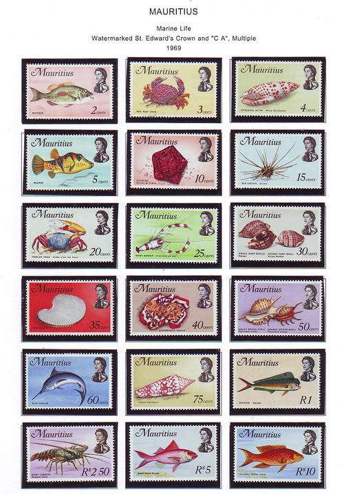 MAURITIUS "3" SETS OF DIFFERENT FISH SETS, 1969 SET MINT, 72-74 MIXED, 75-77 MIXED