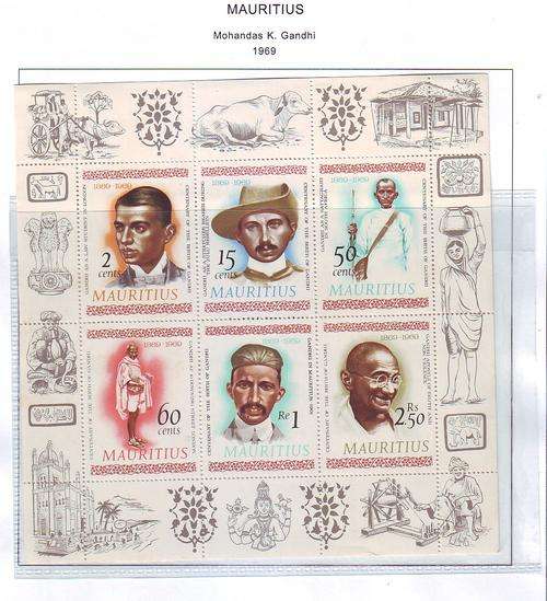 MAURITIUS GANDHI 1969 BLOCK AND SET, AND OSAKA EXPO SET, 2 X PICTURES BELOW