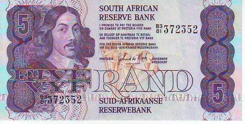 RARE 5 Rand Note B38l Serial Number