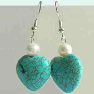 BFA - GENUINE CULTURED PEARL AND TURQUOISE EARRINGS
