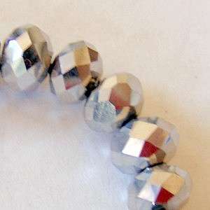 BFA - 8mm SILVER GLASS FACET RONDELLE (pack of 10)