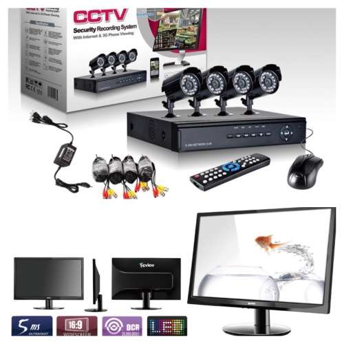 4 CHANNEL CCTV KIT + 19.5 LED MONITOR - AWESOME BUNDLE DON'T MISS OUT !!!