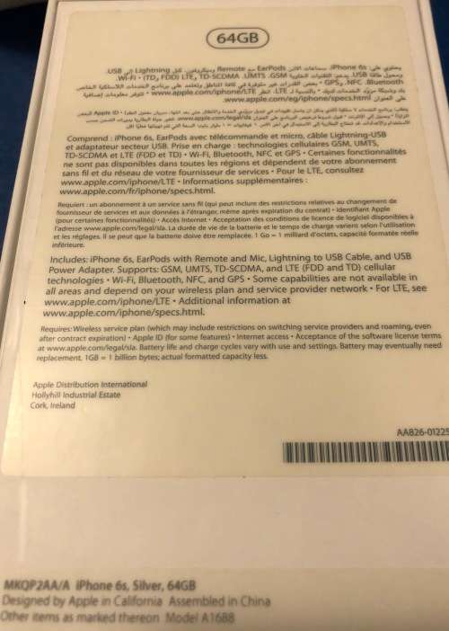 APPLE iPHONE 6S 64GB - SILVER - IN BOX - GOOD CONDITION