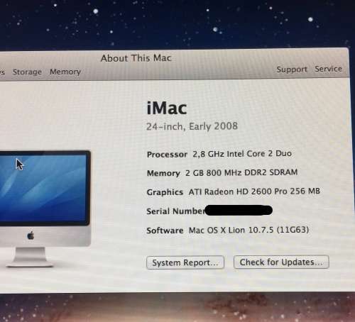 APPLE IMAC 24" A1225 - CORE 2 DUO - 320GB EXCELLENT CONDITION + APPLE KEYBOARD & MOUSE !!!