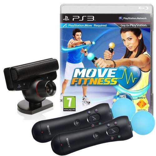 PLAYSTATION 3 MOVE BUNDLE - 2 X MOTION  CONTROLLERS + CAMERA + MOVE FITNESS