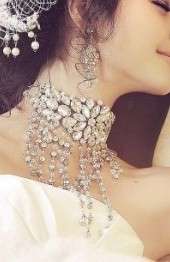 Necklace - Gorgeous Flower Crystal Cluster Collar Necklace