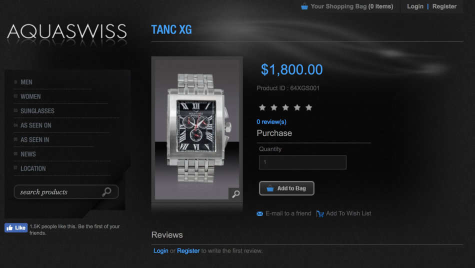 RRP: $1800 /R21,600.00 Aquaswiss Men's Tanc XG HUMUNGOUS Chrono Swiss Watch with Steel Bracelet