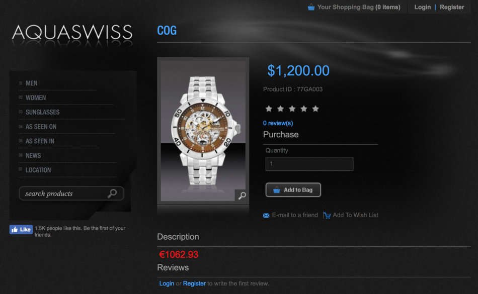 Retail: R15,000.00 Aquaswiss Men's Cog Suisse Automatic 43mm Watch with Steel Band