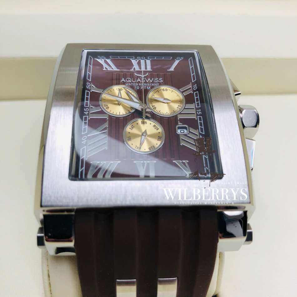 Retail: R21,600.00 Aquaswiss Mens Tanc XG Moonwalker Silicone Strap THICK, HEAVY Chronograph Watch