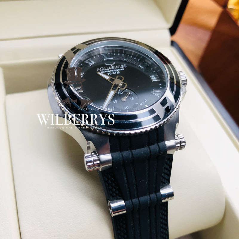 Retail: R12,999.00 Aquaswiss Women's Bolt M Black Silicone Band Watch BRAND NEW