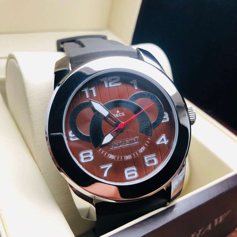 Retail: R5,999.00 LANCASTER Italy Mens Motief Silicone Watch BRAND NEW BOXED